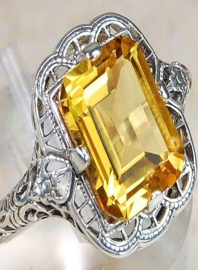 LRGKMCWTOB 925 Sterling Silver Shiny Full Diamond Gemstone Ring Blue Cubic Zirconia Ring Yellow Gem CZ Diamond Ring Eternity Engagement Wedding Band Ring CZ Ring in Sterling Silver（Blue Size 11） - Image 4